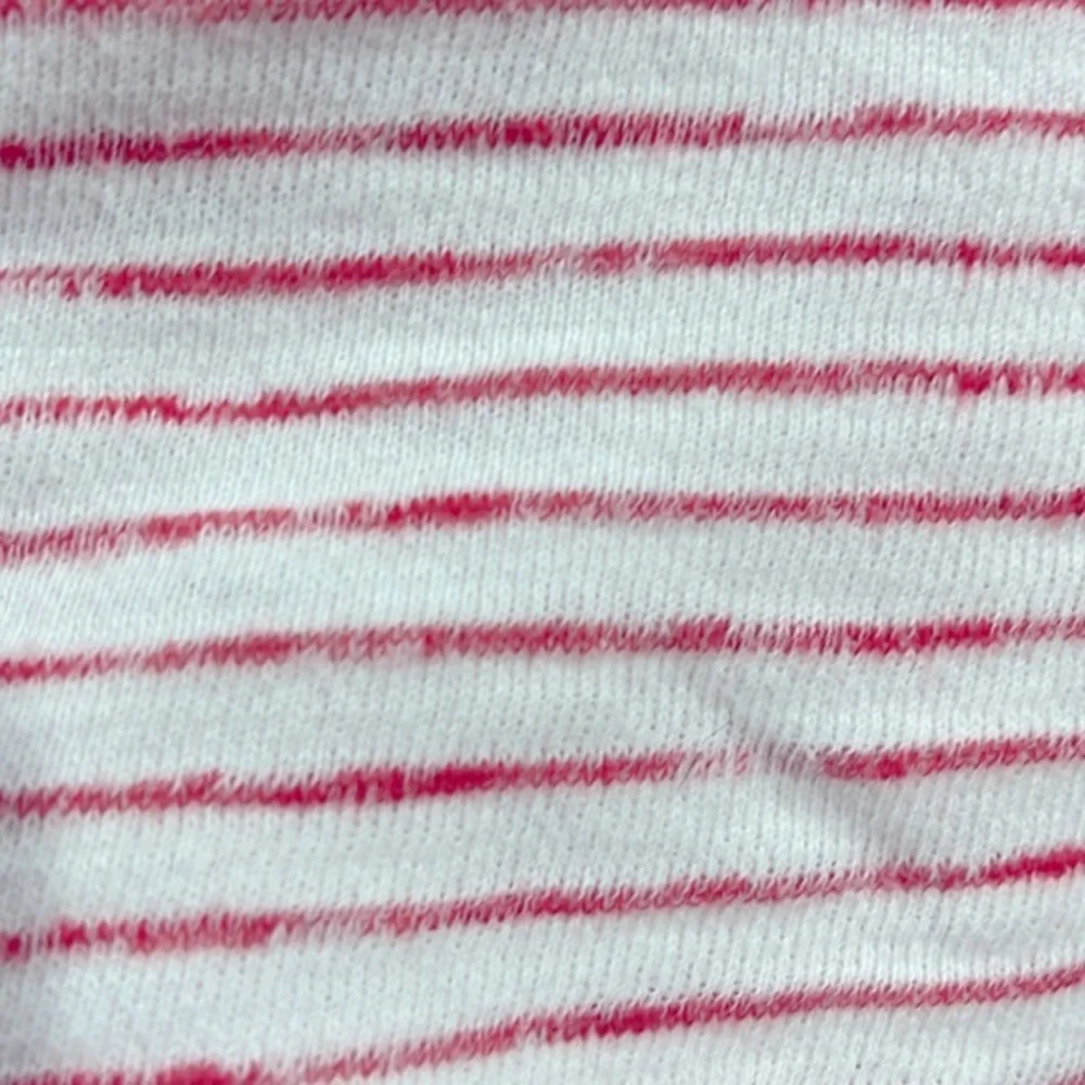 T by Talbots Striped Pink 3/4 Sleeve French Terry Top Button Sleeve x Small
